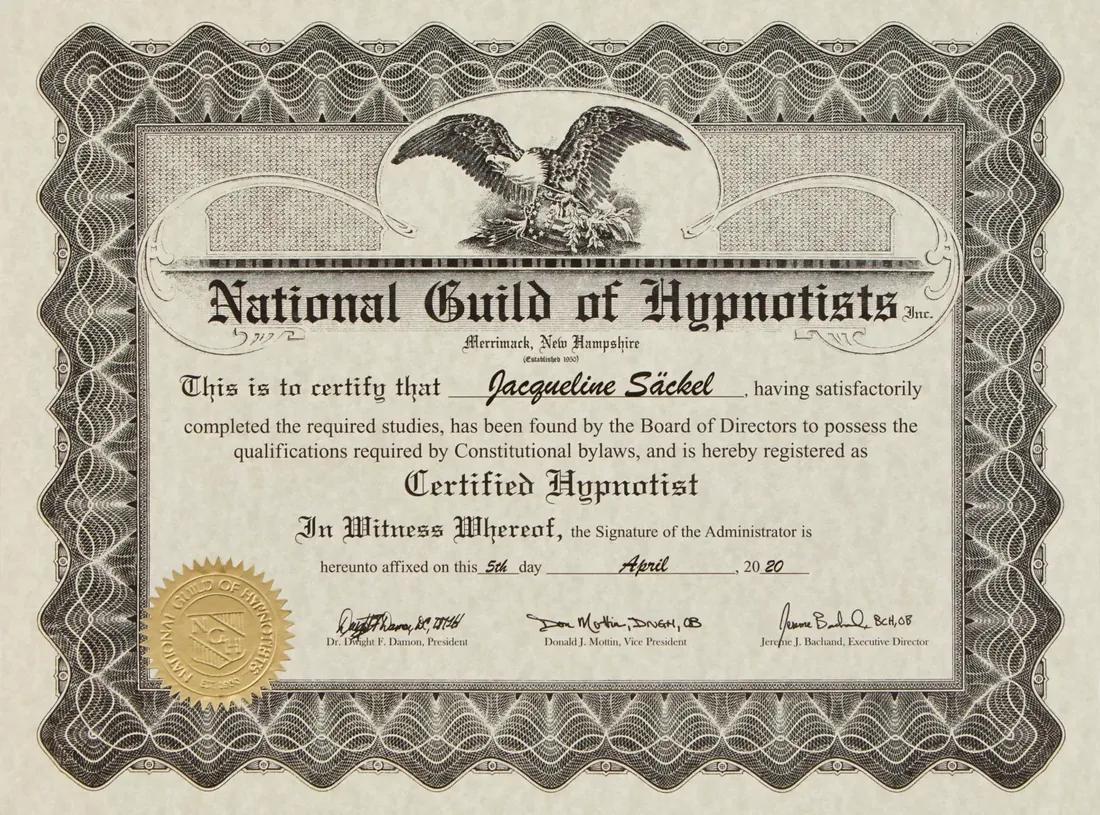 Hypnose-Urkunde USA